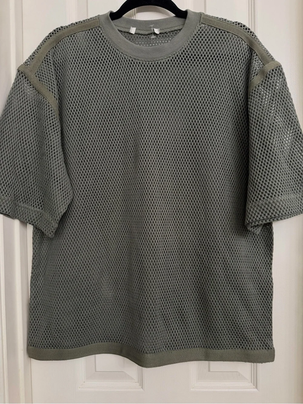 7115 Men's Mesh Short-Sleeve Crewneck Shirt Cotton Olive Army Green